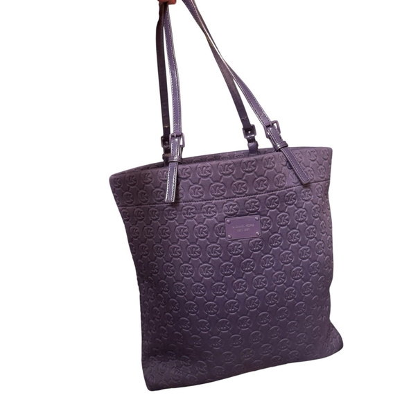 Michael Handbags - Michael Kors Signature Logo Embossed Neoprene Large Purple Tote